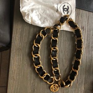 Chanel Gold chain leather belt